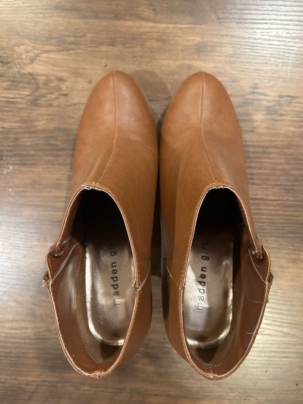 Madden Girl Cognac Brown Leather Ankle Boots